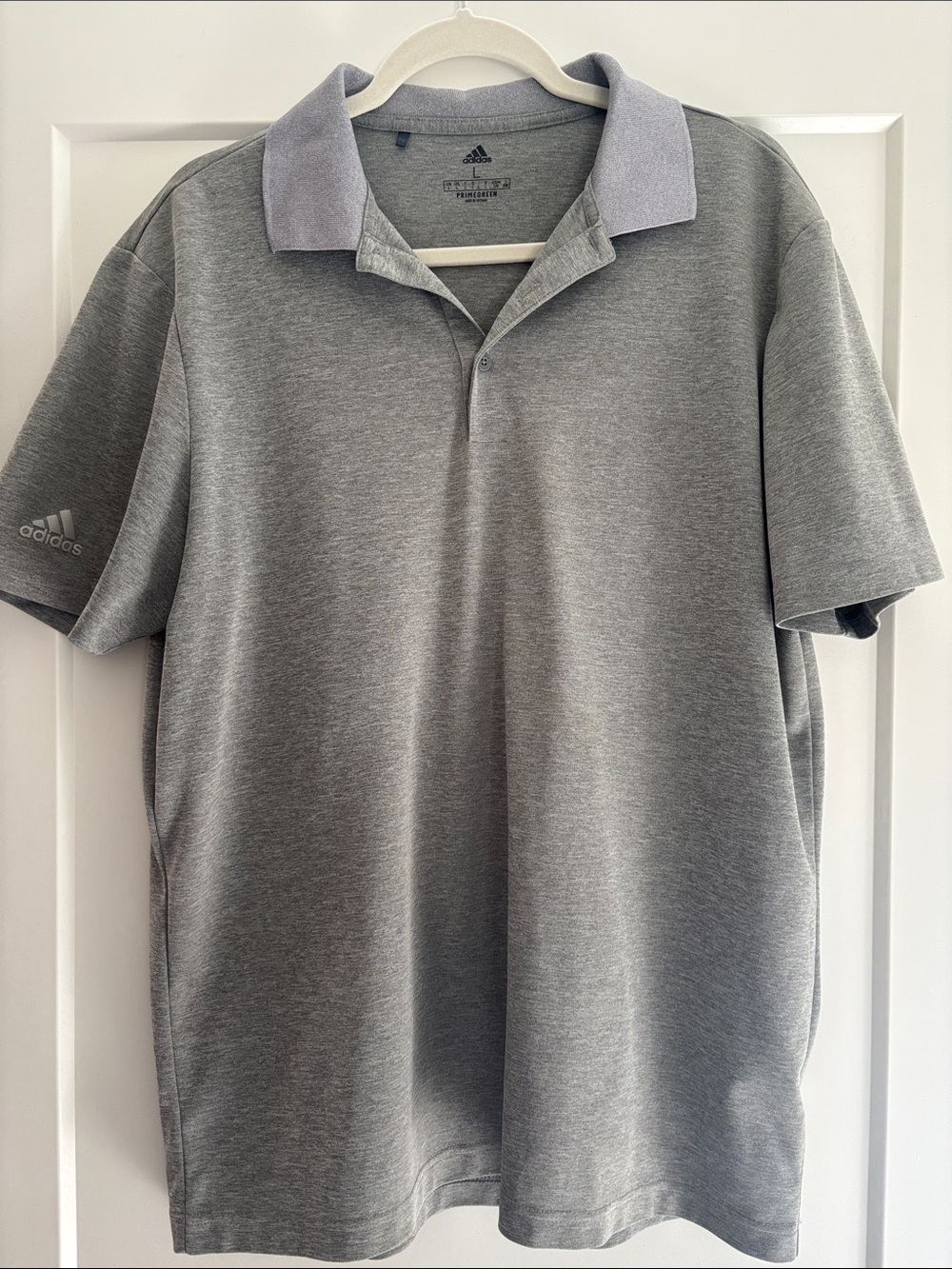 adidas Men’s Grey Polo with Light Grey Collar